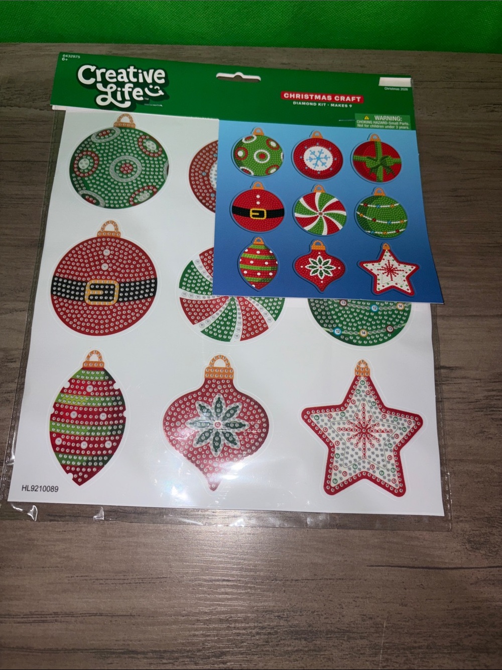 🆕💜 Christmas Ornament Diamond Art Sticker Craft Kit 9pc Holiday DIY